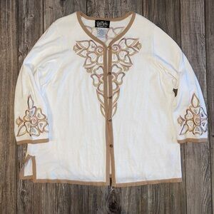 Bob Mackie Ivory Embroidered Cardigan